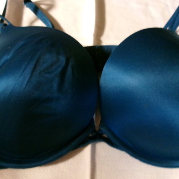 Very sexy Royal blue shiny Bra Victoria secret pushup underwired padded 36 D - Picture 4 of 4